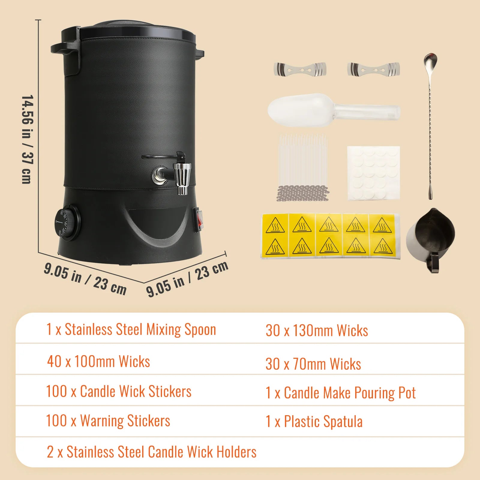 6.5L (10 lb) Electric Wax Melter for Candle Making - Stainless Steel Wax Melting Pot with Pour Spout & 9-Level Temp Control