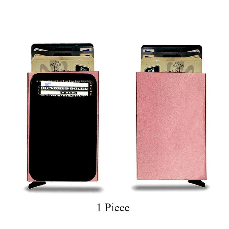 Slim RFID Blocking Credit Card Holder Wallet for Men Anti-Theft Metal Money Card Case