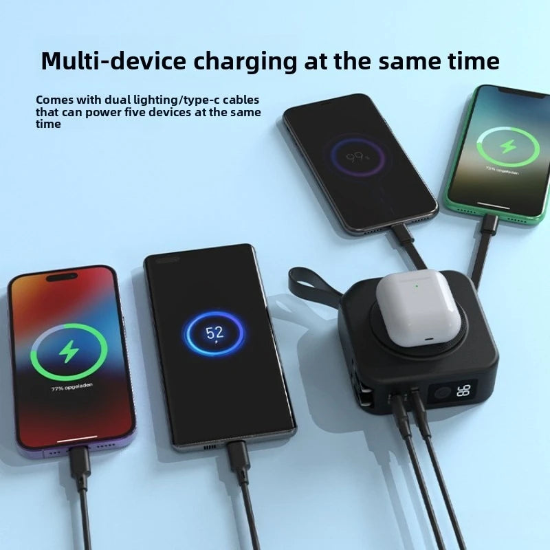 10000mAh Magnetic Wireless Power Bank 23W Fast Charging with AC Plug – 5-in-1 Portable Charger