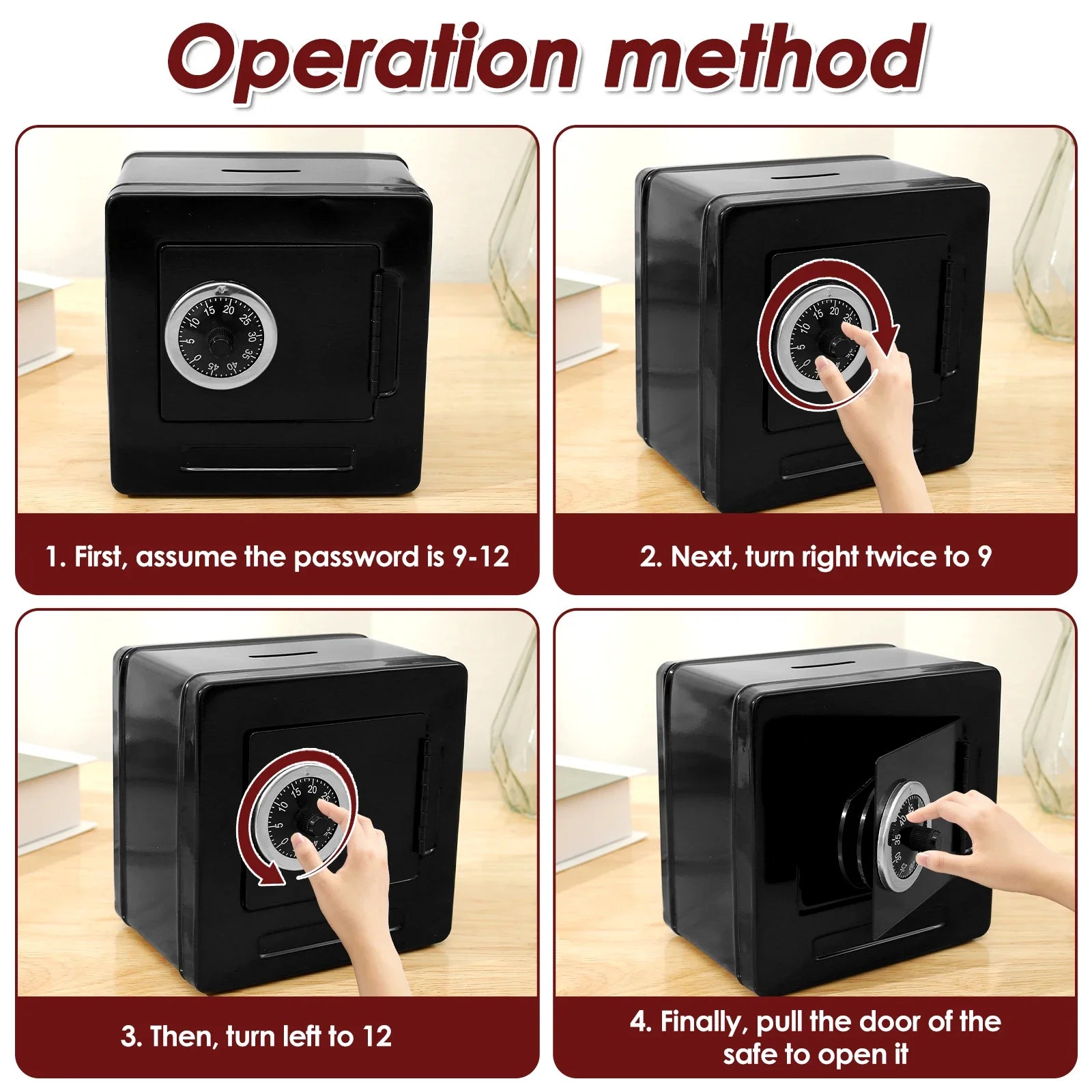 Carbon Steel Combination Lock Piggy Bank — Reusable Password Coin Safe for Kids & Adults