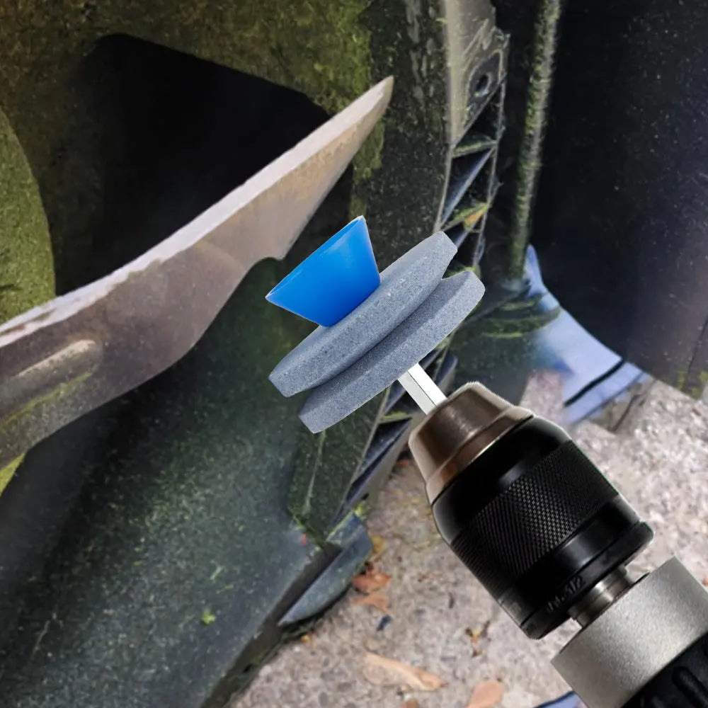Diamond Grinding Stone Set for Electric Drill & Mower Blades – 6mm (0.24 in) & 6.35mm (0.25 in) Handles, Single & Double Layer Sharpeners