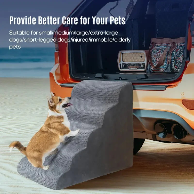 Detachable Washable High-Density Foam Pet Stairs 4-5 Step Ramp for Small Dogs & Cats L/XL