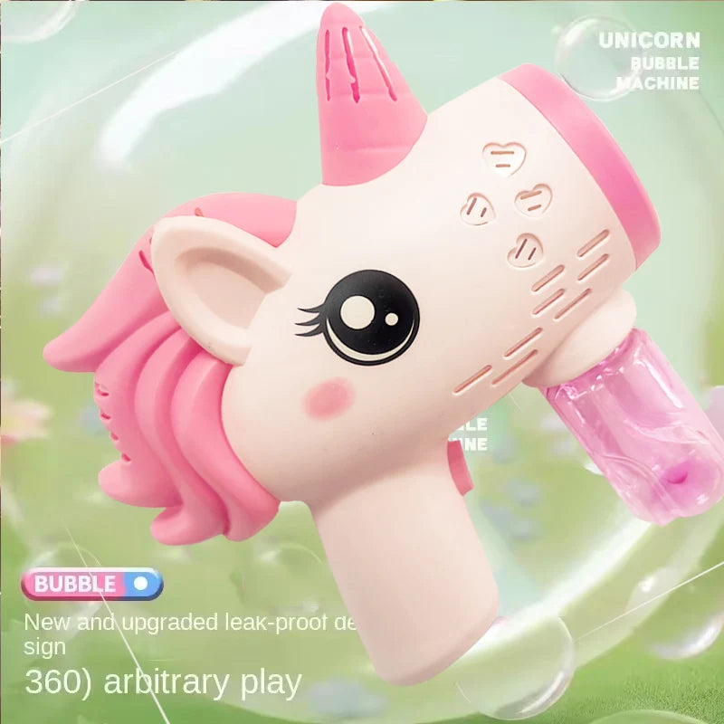 Unicorn Automatic Bubble Machine - Battery-Powered Bubble Gun for Kids Parties & Outdoor Play