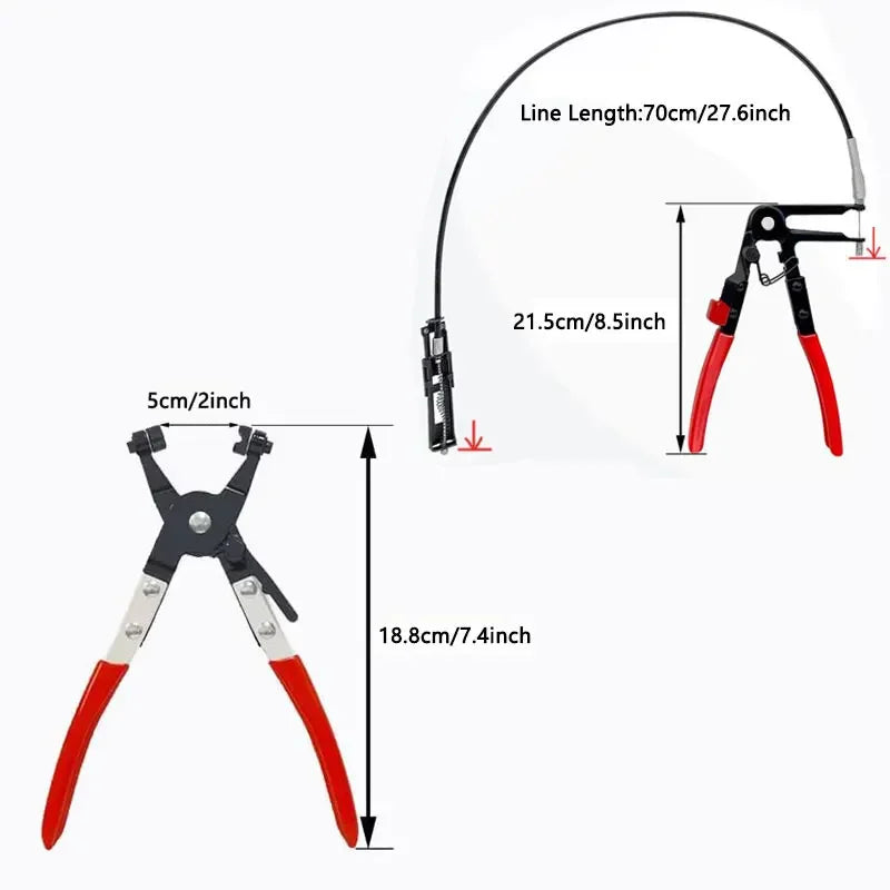 Long Reach Hose Clamp Pliers - Wire Spring Remover for Car Fuel, Oil and Coolant Hoses