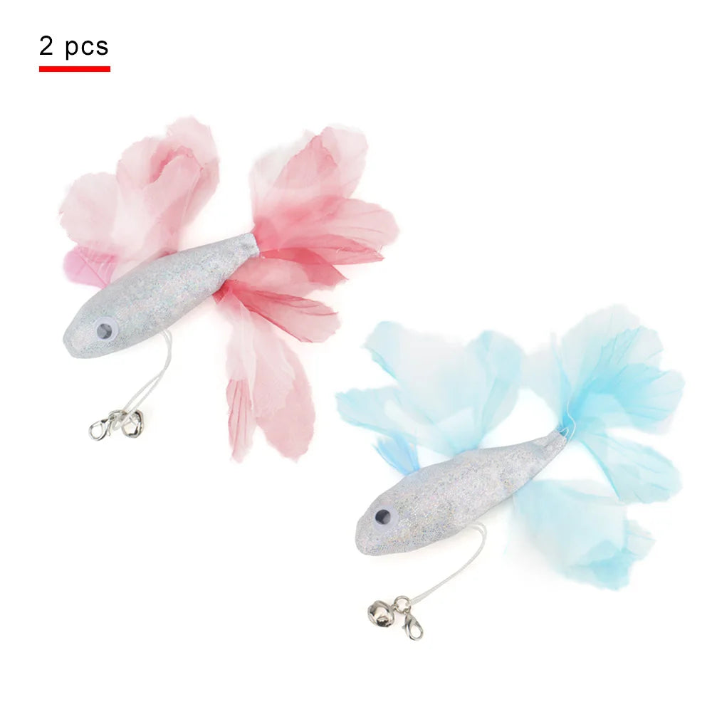 Colorful Fish Cat Teaser Wand - Interactive Goldfish-Shaped Play Toy for Cats
