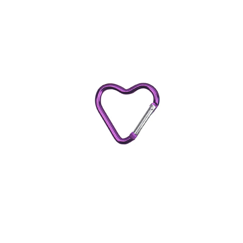 Heart-Shaped Aluminum Carabiner Keychain Clip for Keys, Water Bottles & Bags - Travel Hanging Hook