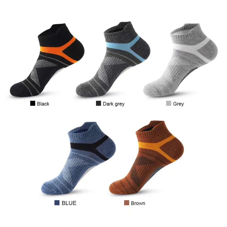 5-Pack Men’s Breathable Cotton Ankle Socks – Summer Casual Running Sports Socks, Sizes 38–45