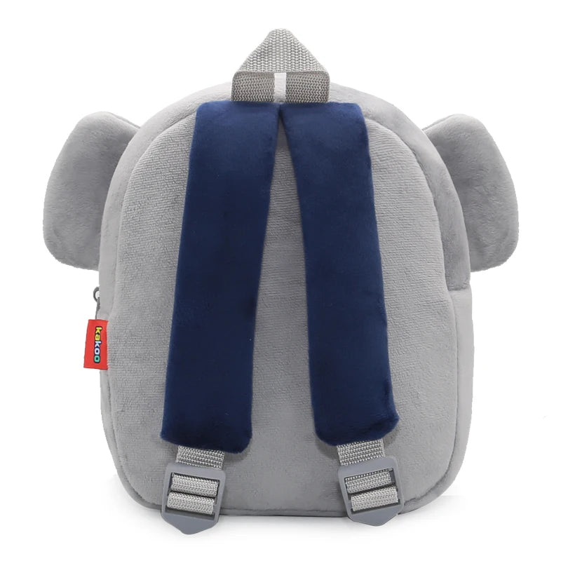 Kids Elephant Plush Backpack - Cute Cartoon Kindergarten School Bag for Toddlers with Zipper