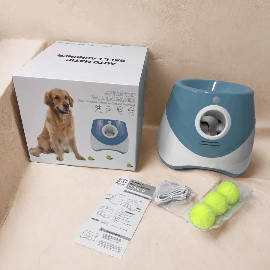 Automatic Dog Ball Launcher – Rechargeable USB Interactive Tennis Thrower, 5.8 cm Balls for Medium & Large Dogs