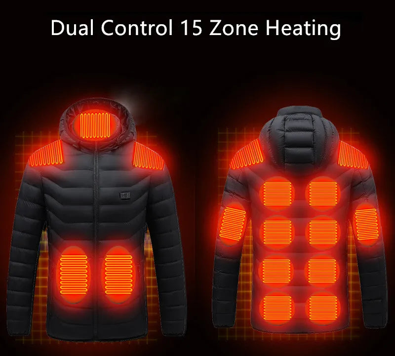 USB Heated Jacket - 11-Zone Rechargeable Electric Winter Coat for Men & Women, Thermal Outdoor Heating Jacket