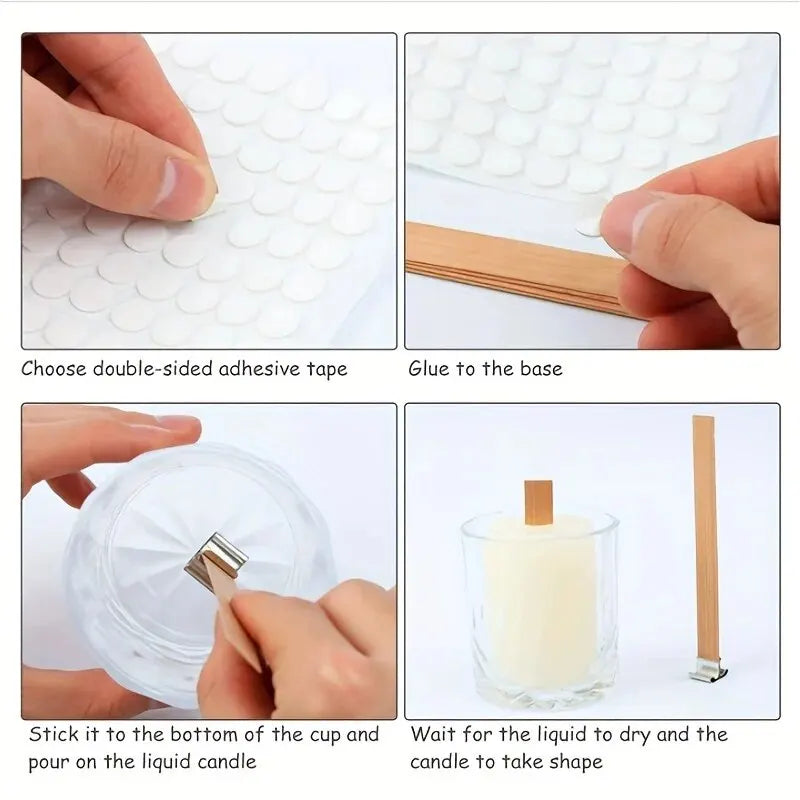 30-Pack Premium Wooden Candle Wicks with Metal Clip Bases for Candle Making – Paraffin & Beeswax Smokeless Wicks