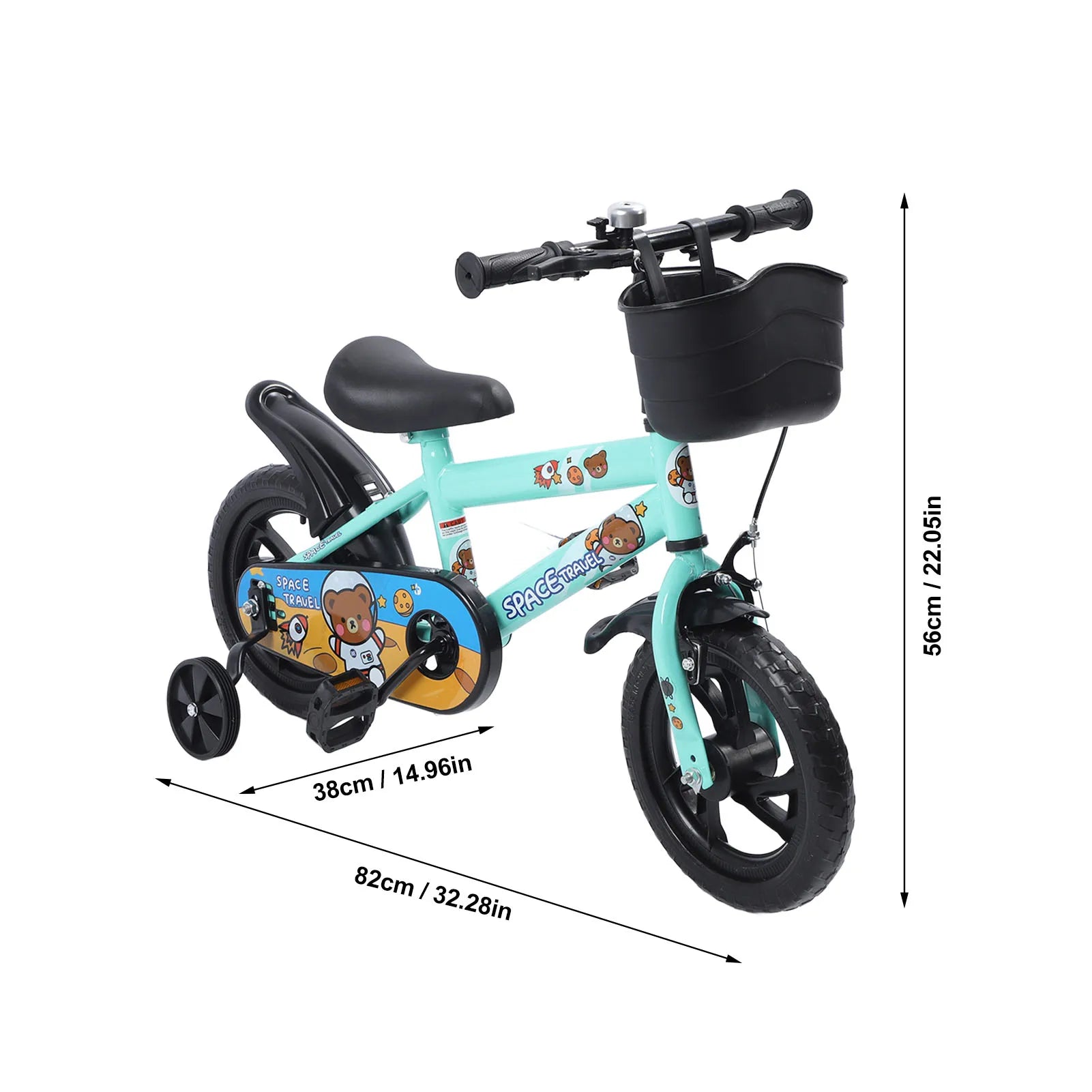12-Inch Kids Bike with Training Wheels — High-Carbon Steel Frame, Stable Ride for Ages 2–6 (Green)