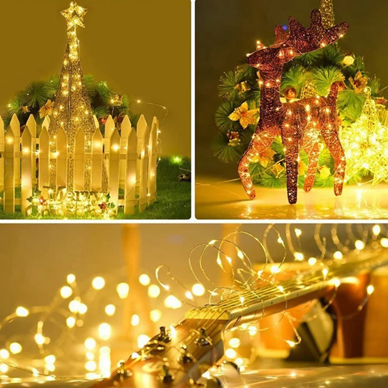 Battery-Powered Fairy LED Copper Wire String Lights - 1/2/3/5/10 m (3.3/6.6/9.8/16.4/32.8 ft) - Indoor Outdoor Wedding Bedroom Decor