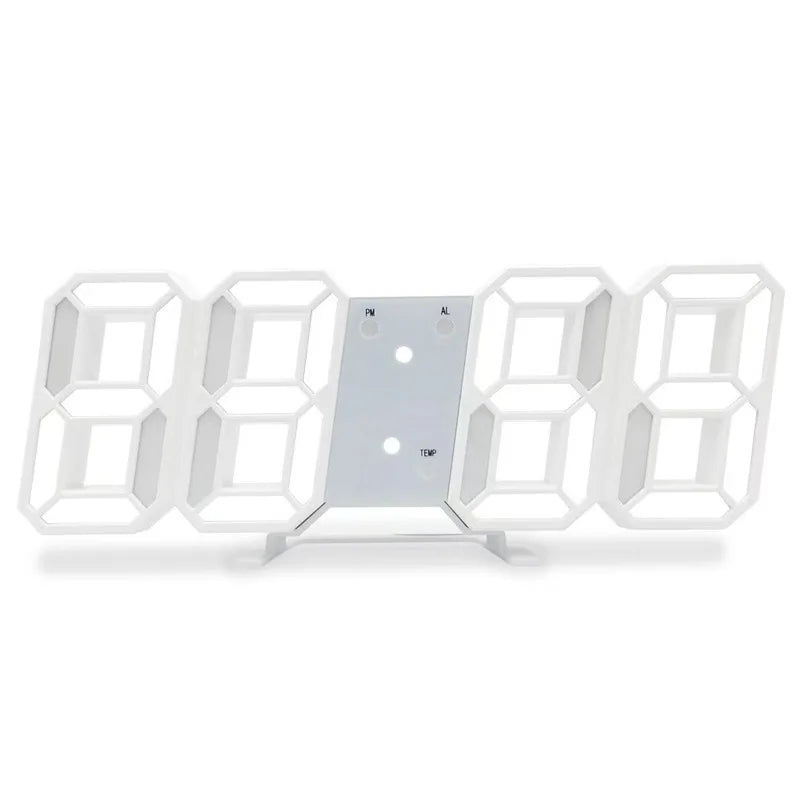 3D LED Digital Wall Clock - Luminous USB Alarm Clock with Temperature & Date Display