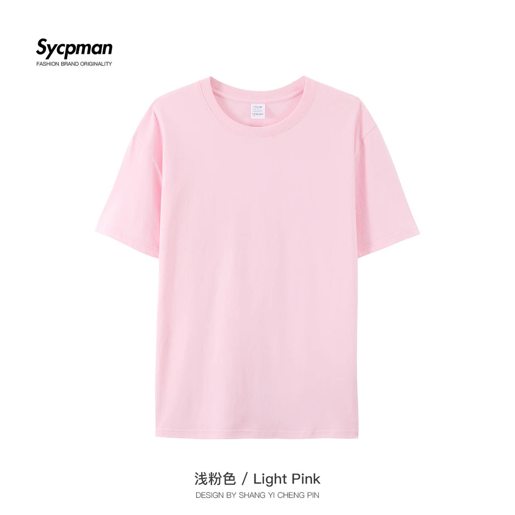 180g Cotton Men's Solid Short Sleeve T-Shirt – Breathable Summer Tee White/Black