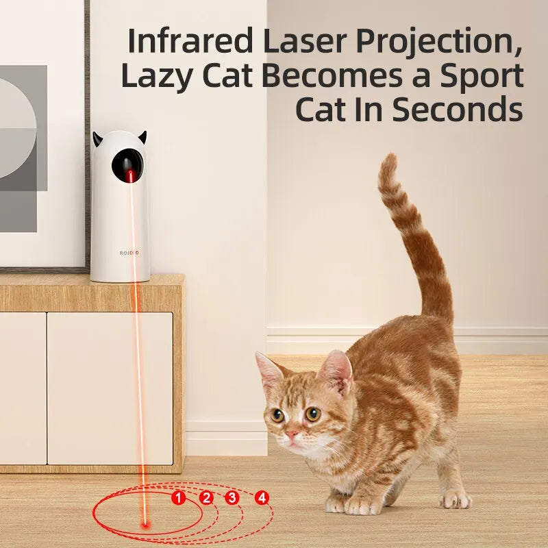 Interactive Automatic LED Laser Cat Toy – Handheld Spinning Battery-Powered Pet Teaser for Indoor Cats