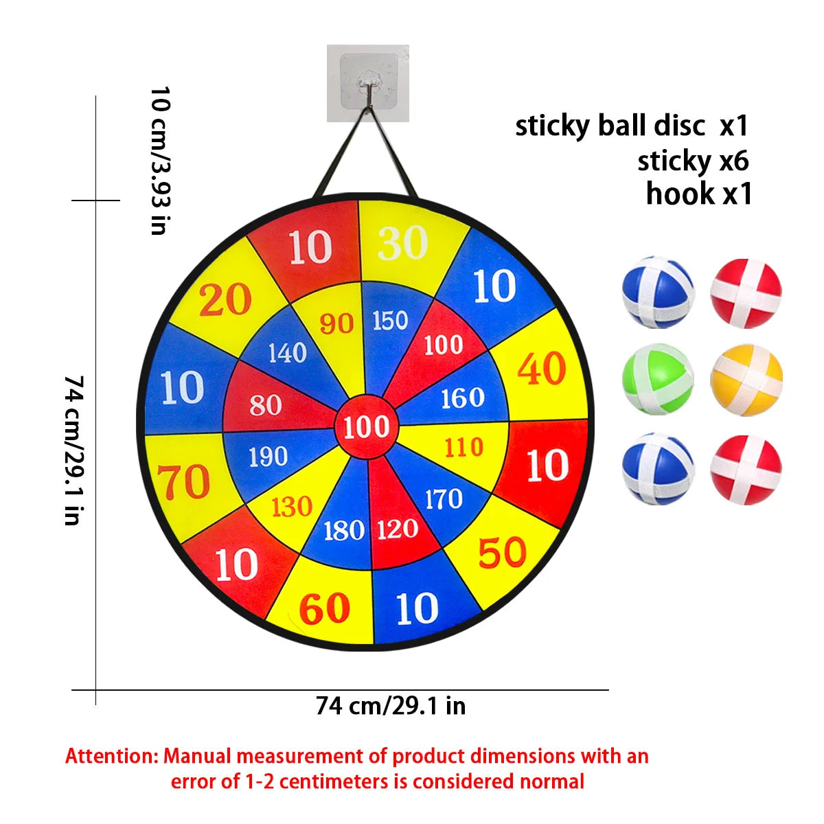 12-Pack Sticky Ball Dart Disc Set – 36 cm (14.2 in) Suction Sticky Balls for Kids, Indoor & Outdoor Party Game, Birthday Gift