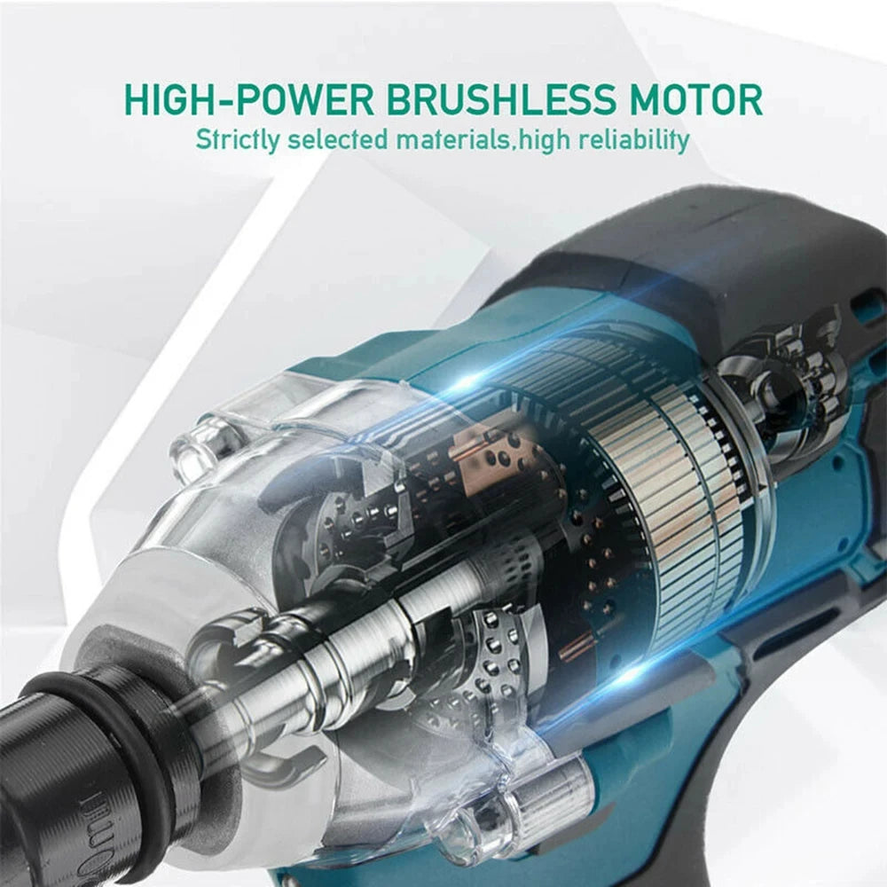 Brushless Cordless Impact Wrench 1/2 in (12.7 mm) Drive — 520 N·m Torque, 18V Battery Compatible Power Wrench with Toolbox