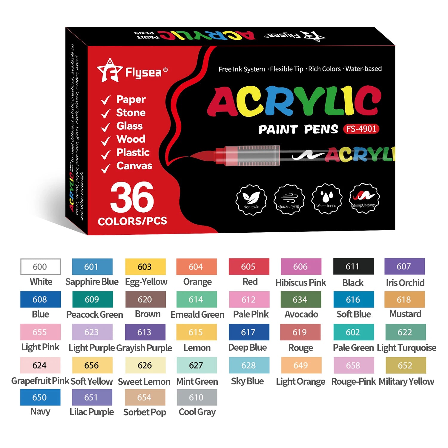 Acrylic Paint Brush Marker Set – Soft Brush Tip with Automatic Ink Control | Paint Pens for Wood, Stone, Glass, Canvas & Fabric
