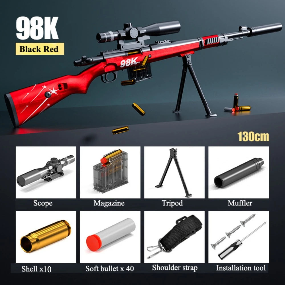 Soft Bullet Toy Sniper Rifle - Manually Loaded Toy Rifle for Outdoor CS Combat & Roleplay, Gift for Teens & Adults