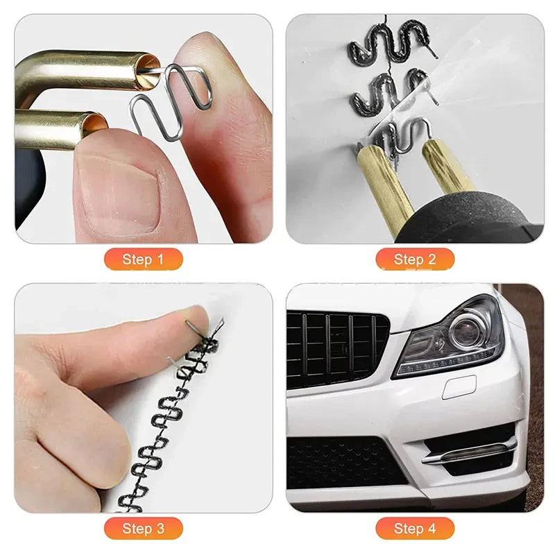 Auto Plastic Repair Staple Kit 100–600 pcs | 6 Types 0.6/0.8 mm Tungsten Steel Hot Stapler Nails for Car Bumper & Plastic Welding