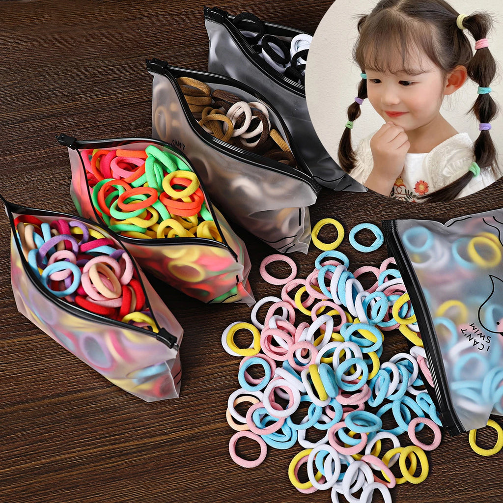 50/100-Pack Colorful Nylon Hair Bands for Kids - Elastic Scrunchie Hair Ties & Ponytail Holders for Girls