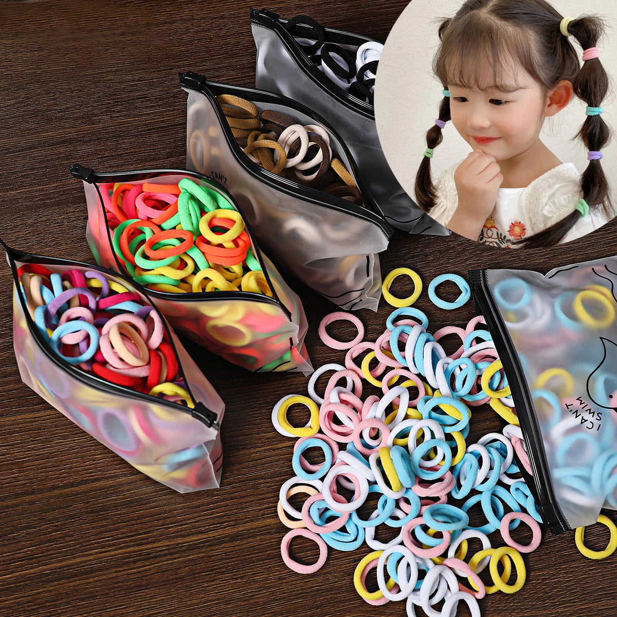 50/100-Pack Colorful Nylon Hair Bands for Kids - Elastic Scrunchie Hair Ties & Ponytail Holders for Girls