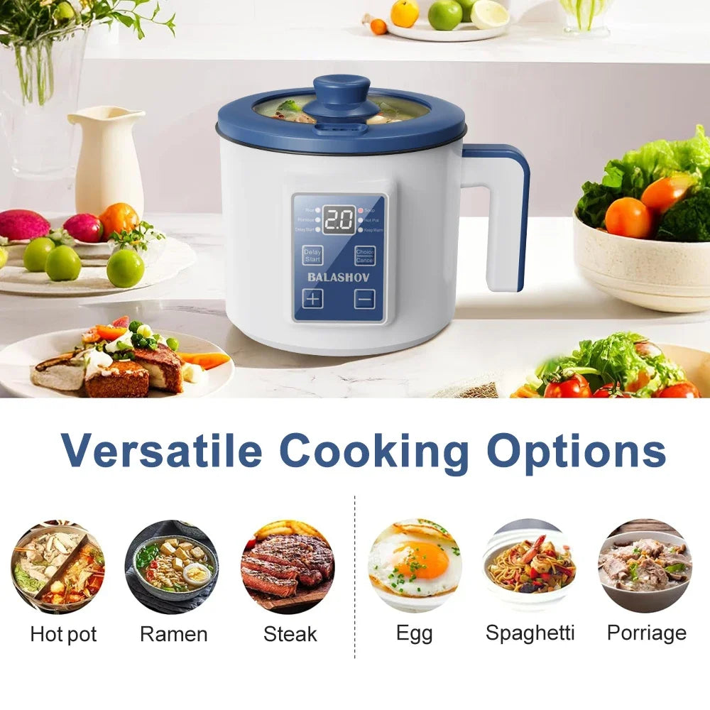 Mini Electric Rice Cooker 1-2 Person Double Layer Non-Stick Steamer Multi Cooker 600W