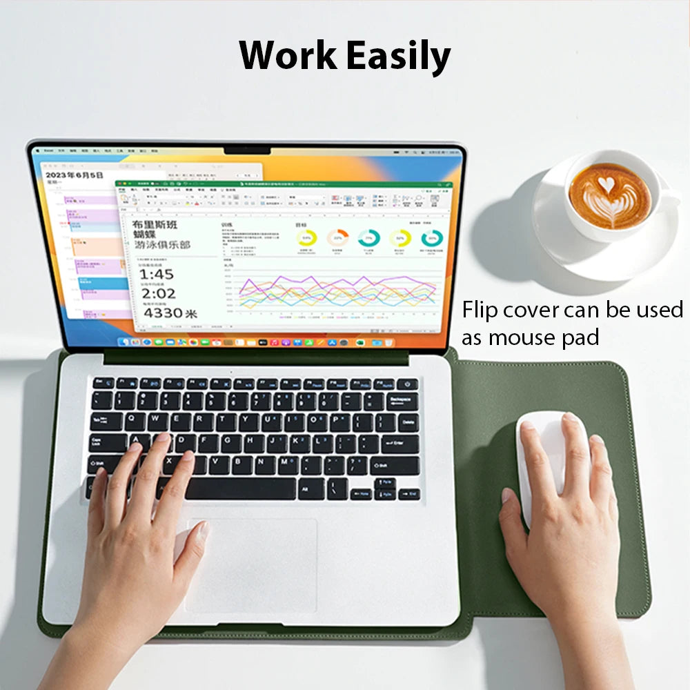Laptop Sleeve Case 11/13/14/15/16 in (28–41 cm) – Waterproof PU Sleeve & Portable Mouse Pad, Fits 12.9 in Tablet