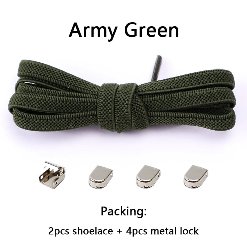 No-Tie Elastic Shoelaces with Metal Buckles – 1 Pair Quick Laces, One Size Fits All for Adults & Kids (105 cm / 41.3 in)