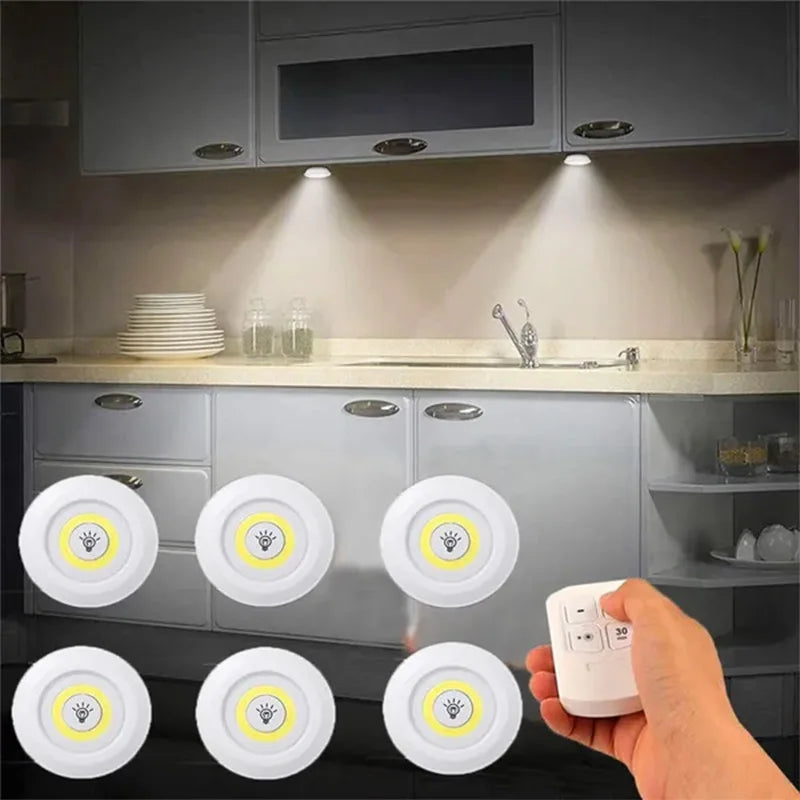 Dimmable Battery-Operated LED Under-Cabinet Light with Remote — Closet, Wardrobe & Bathroom Night Lamp