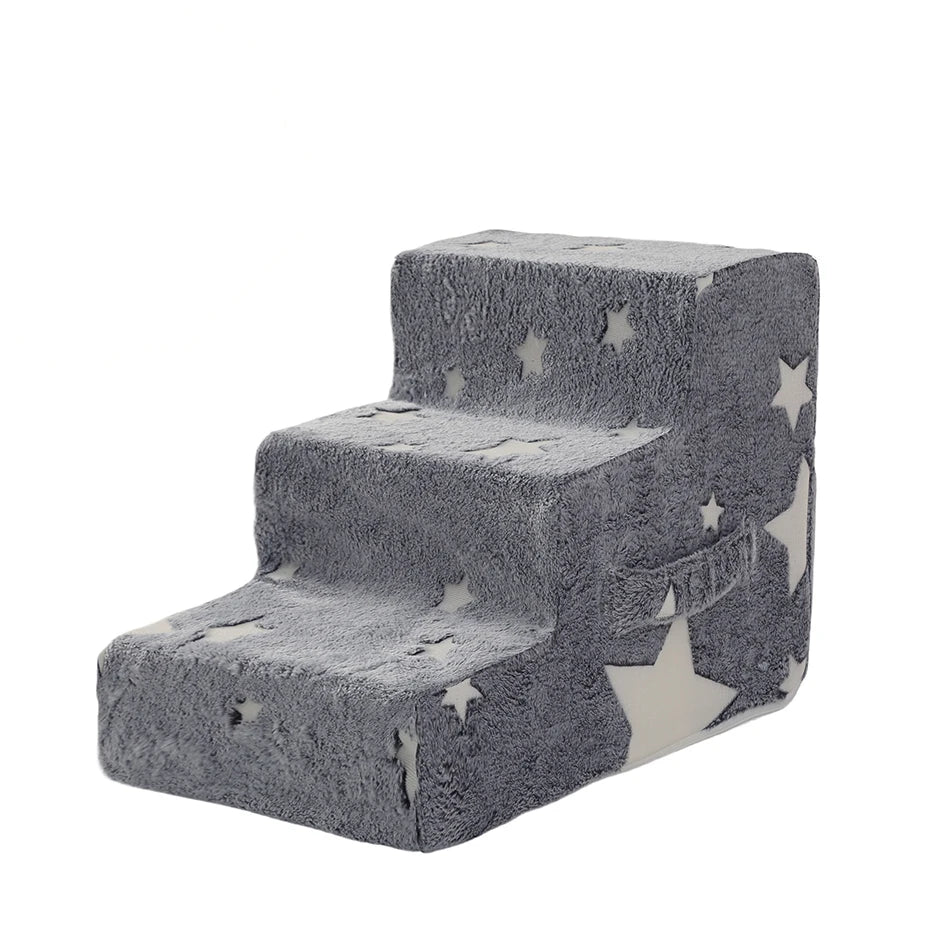 Pet Stairs for Dogs & Cats — 3- or 4-Step Detachable Sponge Ramp, Washable Waterproof Anti-Bite Pet Ladder