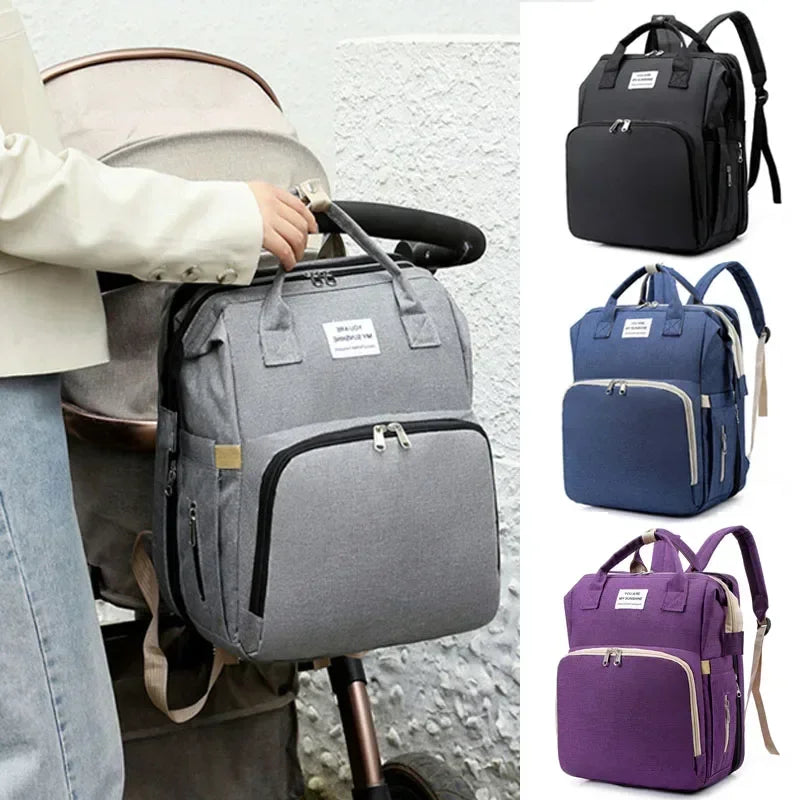 Large Capacity Mommy Diaper Bag Backpack with Changing Mat, 36–55L Baby Nursing & Nappy Organizer