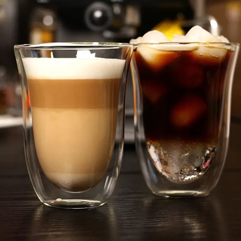 Double Wall Borosilicate Glass Cups – Heat-Resistant Clear Tea, Coffee & Whisky Cups (80ml/2.7oz, 240ml/8.1oz, 300ml/10.1oz) – 1/2/4-Pack