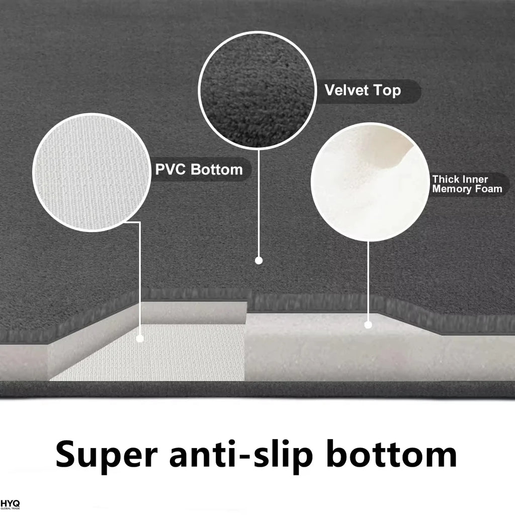 Super Absorbent Coral Velvet Bath Mat - Non-Slip Bathroom Floor and Door Mat
