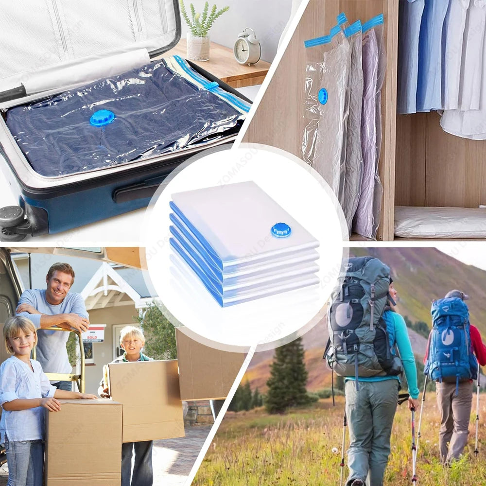 Reusable Vacuum Storage Bags — 1–24 Pack Space-Saving Compression Bags for Clothes, Blankets & Travel (11.8–51.2 in / 30–130 cm)