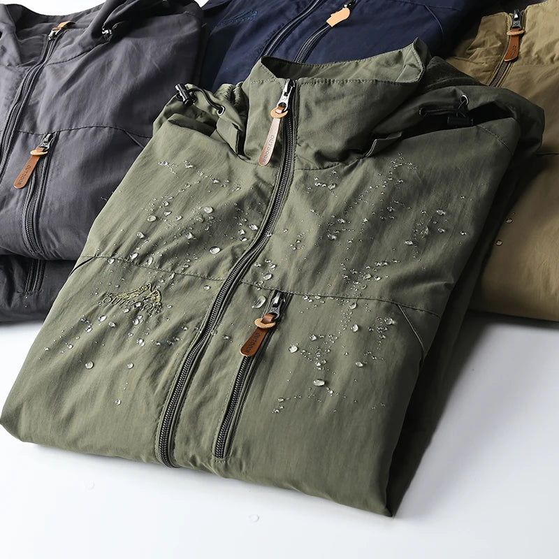 Men's Tactical Windbreaker Jacket - Waterproof Hooded Lightweight Outdoor Coat
