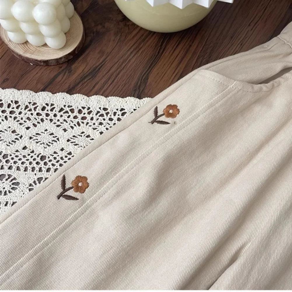 Girls Floral Embroidered Cotton Harem Pants 2-6T Elastic Waist Casual Autumn Trousers