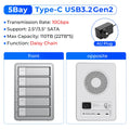 5-Bay 10Gbps SATA HDD & SSD Docking Station, 2.5"/3.5" USB 3.2 Gen2 Type-C Enclosure with Daisy Chain & 150W Power