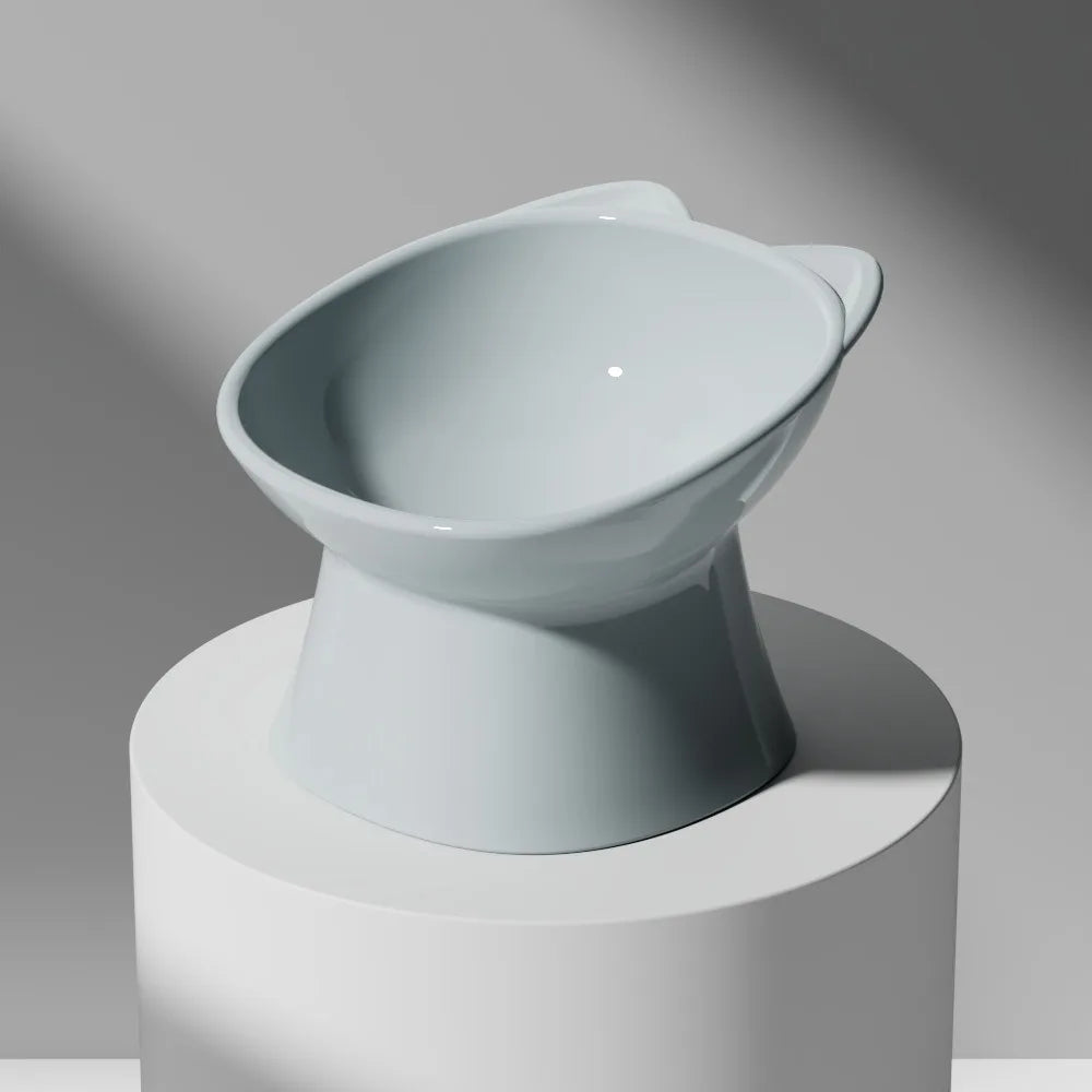 Anti-Tip Elevated Cat Bowl - Nordic Square Double-Handle Raised Pet Feeding & Water Bowl