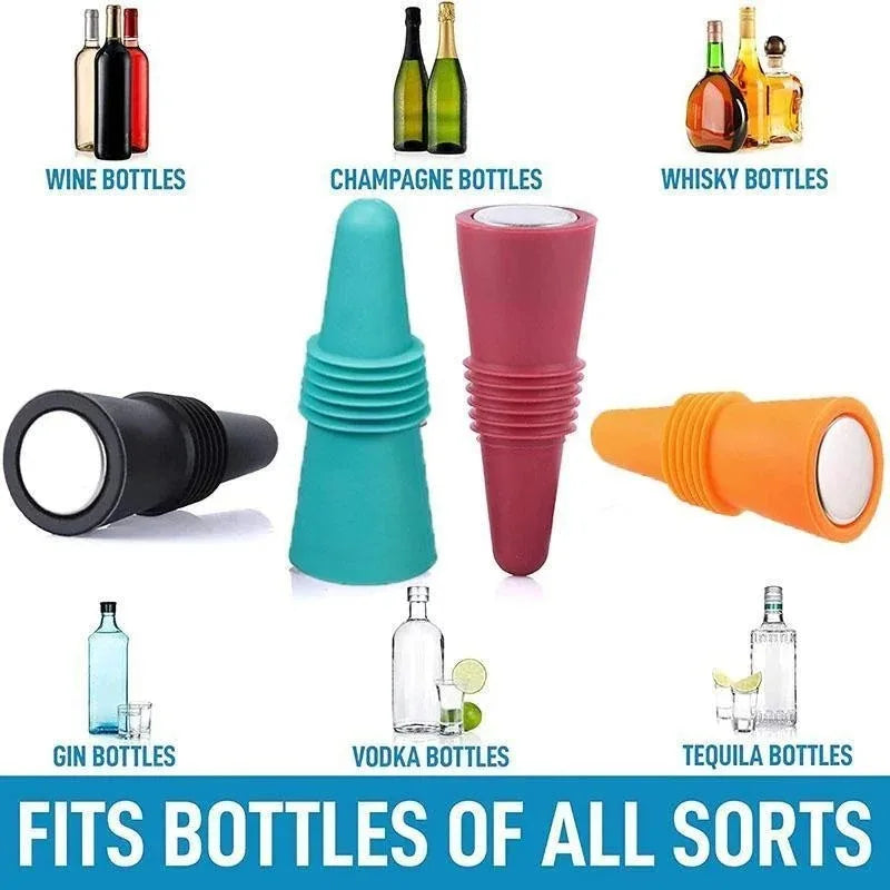 Reusable Silicone Wine Bottle Stopper – Leakproof Champagne & Beverage Sealer