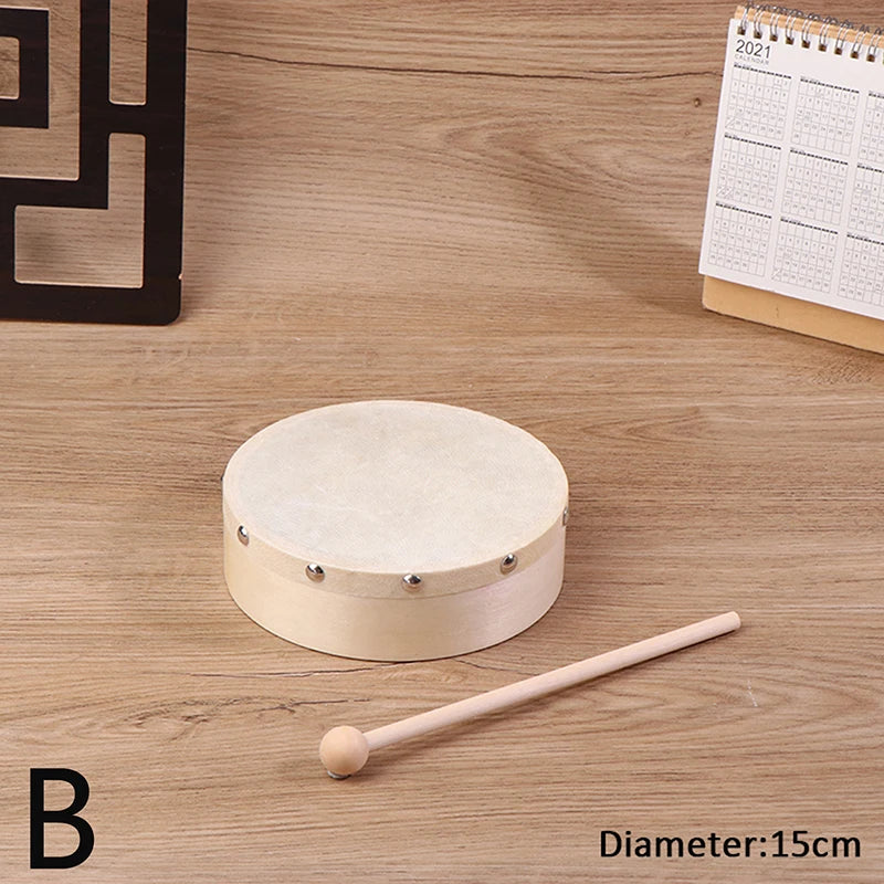 Wooden frame drum with mallet, view 7
