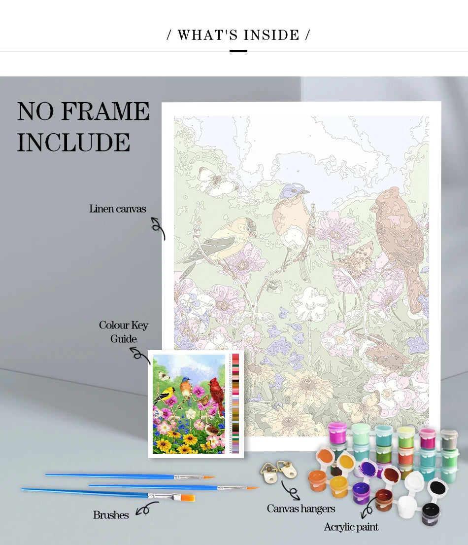 Paint-by-Number Landscape Canvas Kit for Adults — DIY Acrylic Painting Set with Brushes, Paints & Hangers, Multiple Sizes (40×50 cm / 15.7×19.7 in; 50×65 cm / 19.7×25.6 in; 60×75 cm / 23.6×29.5 in)