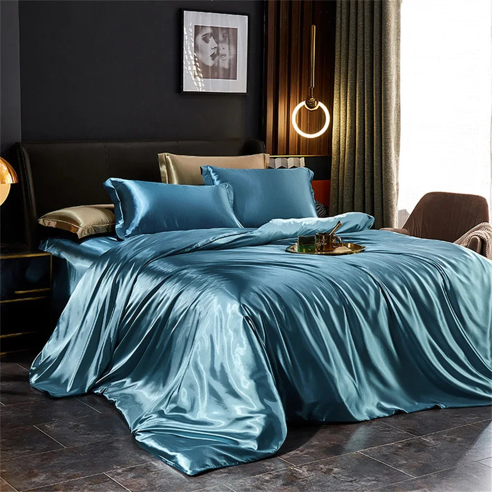 Luxury Silk-Feel Satin Bedding Set - Duvet Cover, Bed Sheet & Pillowcases - Twin/Full/Queen/King (3-5 Pc)