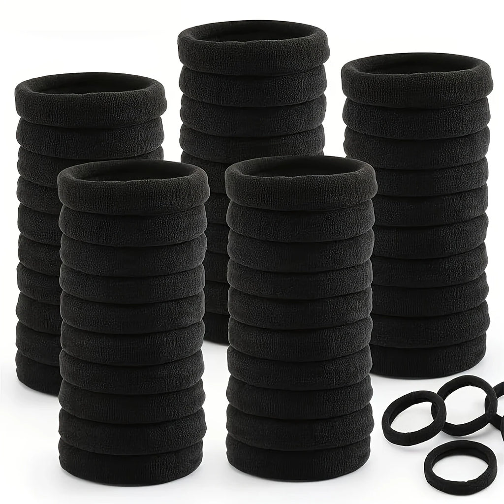 100-Pack Black Seamless Elastic Hair Ties for Women and Girls, No-Damage High Elastic Ponytail Bands
