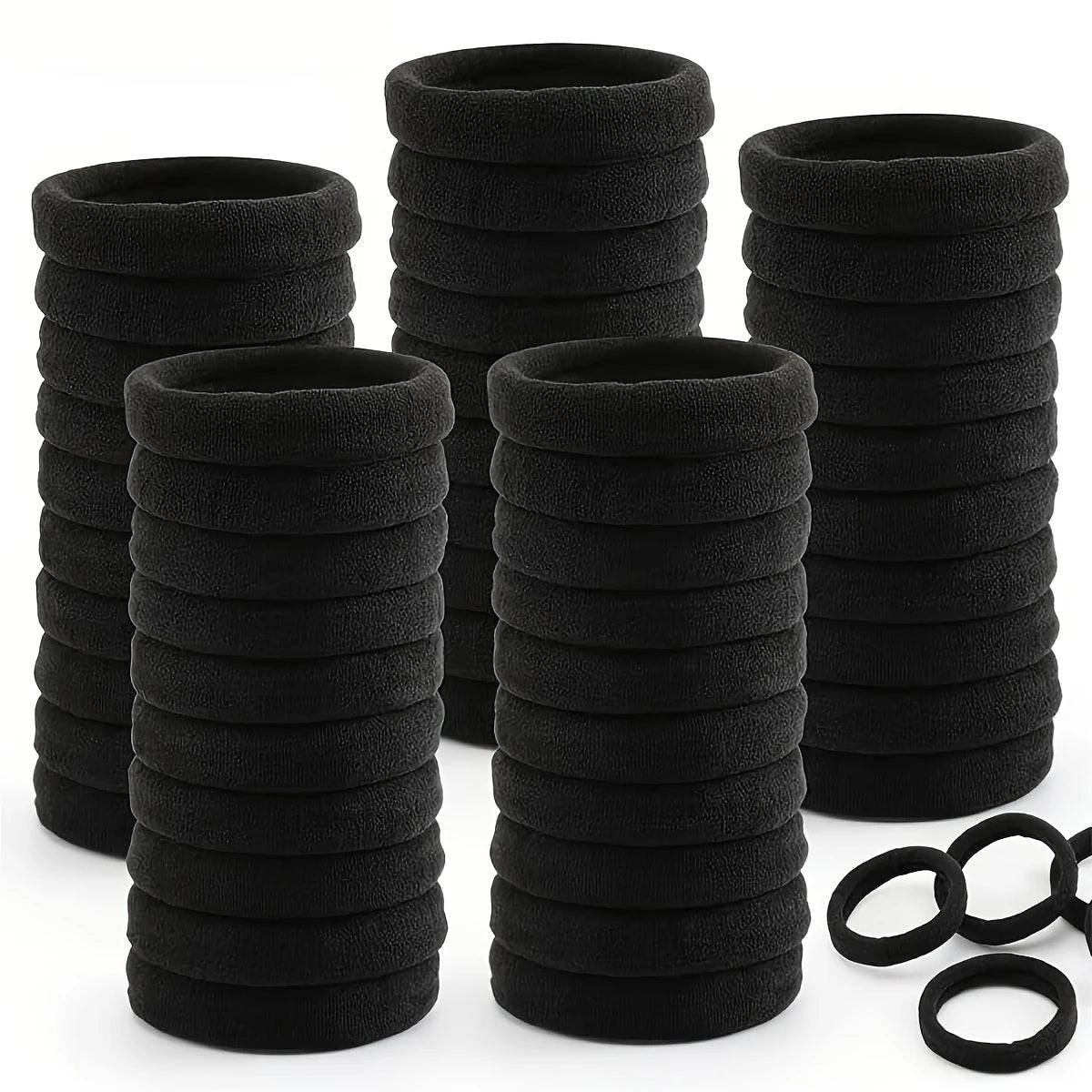 100-Pack Black Seamless Elastic Hair Ties for Women and Girls, No-Damage High Elastic Ponytail Bands