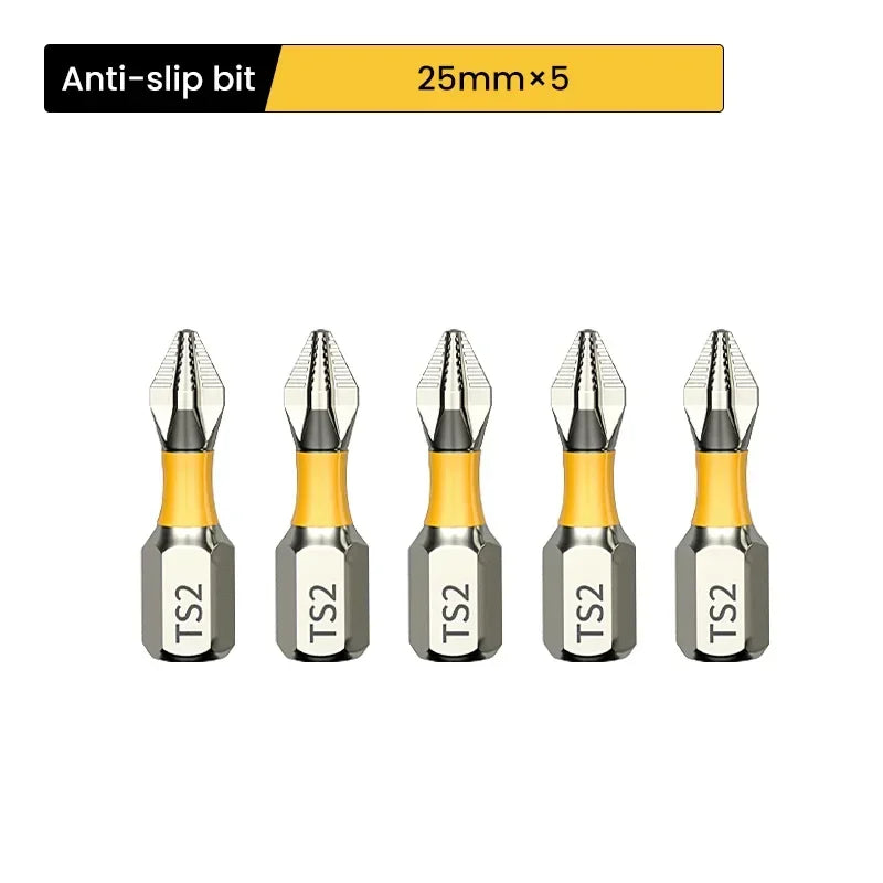 Magnetic Drill Bit Set – Chrome-Vanadium Non-Slip Cross & Hex Bits, Multiple Lengths up to 150 mm (5.9 in) for Electric Drills