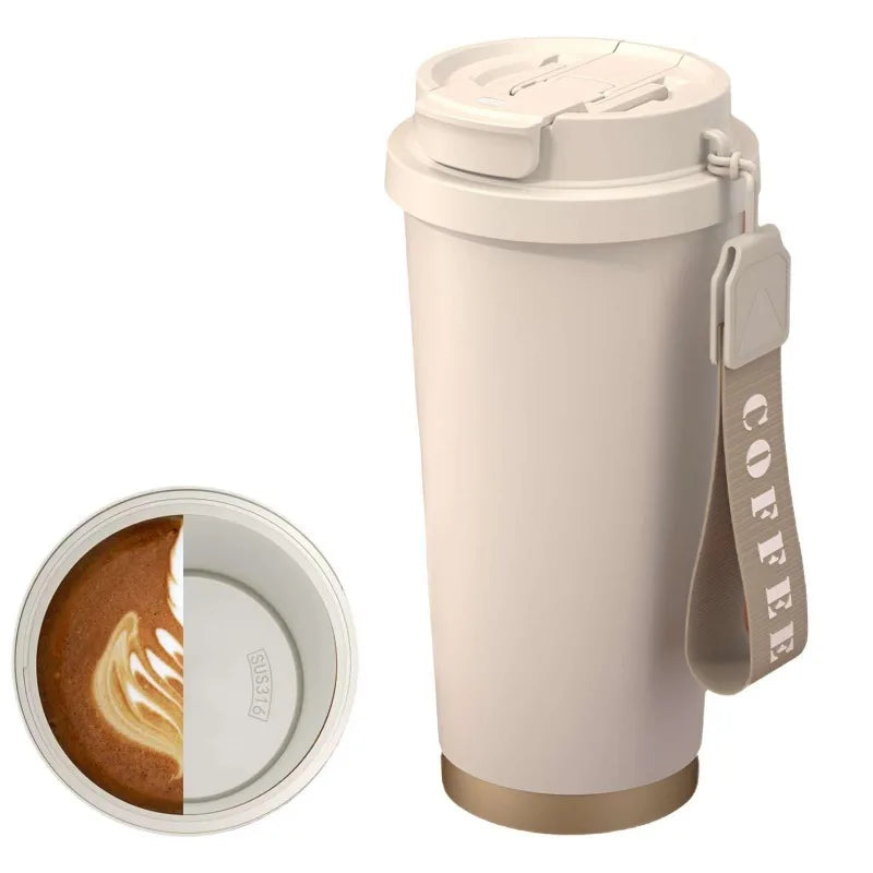 Large 18oz (530ml) Ceramic-Lined Stainless Steel Insulated Travel Mug – Double Wall Vacuum Thermos, Reusable Coffee Tumbler