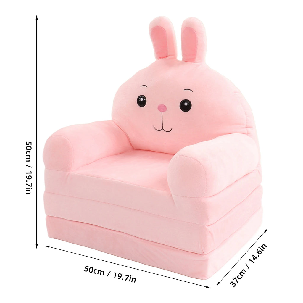 Cartoon Foldable Kids Sofa Bed - Plush Detachable Washable Cover & Wide Armrests