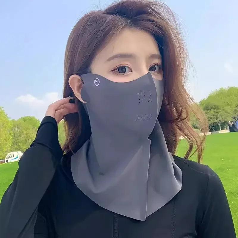 UPF50+ Ice Silk Neck Scarf Face Mask – Breathable Sun Protection Gaiter for Cycling & Outdoor Sports